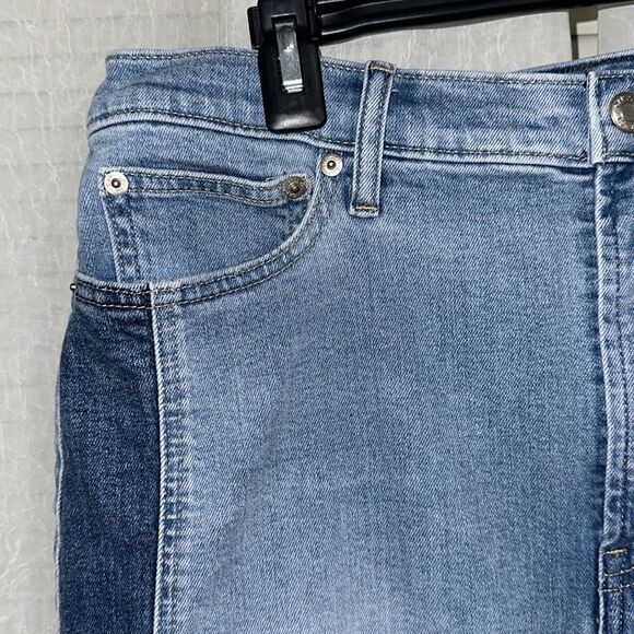 GAP 33/16 Blue Vintage Slim High Rise Light Wash Two Tone Stripe Raw Hem Jeans - Picture 7 of 16